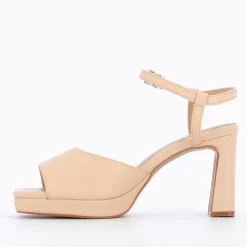 Sandales à talon carré Femme - Rose