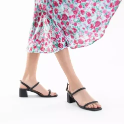 Sandales à talons minimalistes Femme - Noir mat