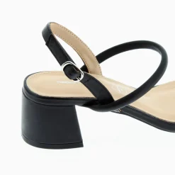 Sandales à talons minimalistes Femme - Noir mat