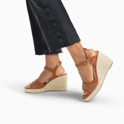 Sandales compensées Luba camel brun