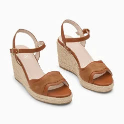 Sandales compensées Luba camel brun