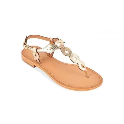 Sandales femme HALLYN Doré en cuir