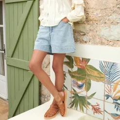 SANDALES FEMMES EN CUIR DIEGO CAMEL