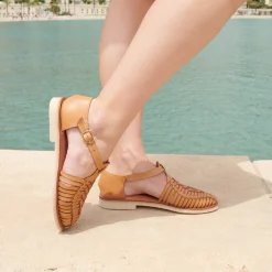SANDALES FEMMES EN CUIR PEONIA CAMEL