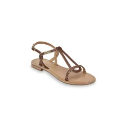 Sandales HAPPY tan en cuir marron clair