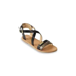 Sandales HIPAZ noir-or en cuir