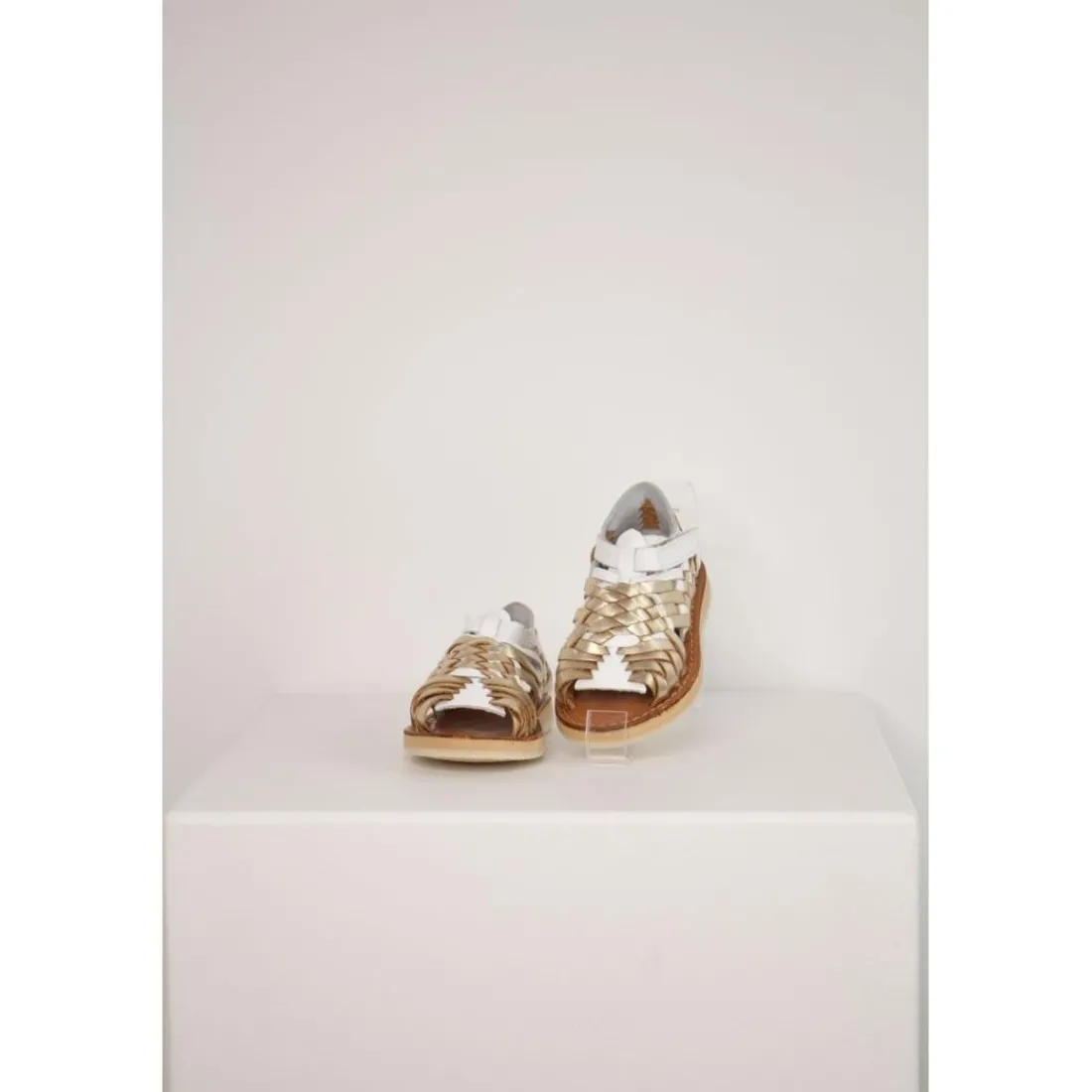 Sandalita en cuir champagne blanc
