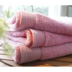 Serviette de bain uni en micro-coton 600 gr/m² - Bois de rose