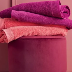 Serviette de bain uni en micro-coton 600 gr/m² - Cyclamen
