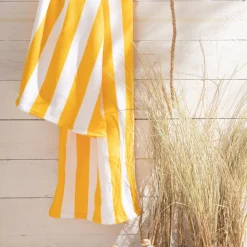 Serviette de plage en polyester 90 x 170 cm SUMMER STRIPE Jaune