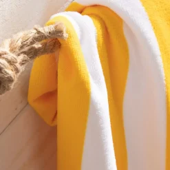 Serviette de plage en polyester 90 x 170 cm SUMMER STRIPE Jaune