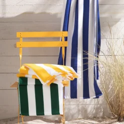 Serviette de plage en polyester 90 x 170 cm SUMMER STRIPE Jaune