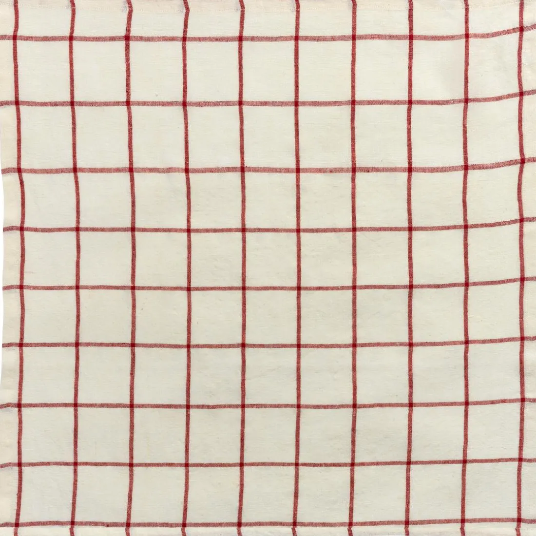Serviette de table carreaux Karma Ecru/rouge 50 x 50