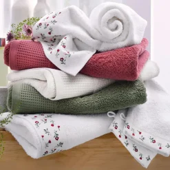 Serviette de toilette en coton 40g/m² FLORA 50 x 90 cm blanc