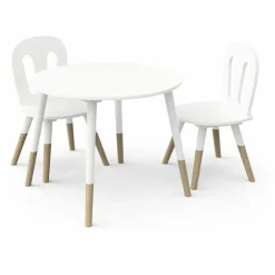 Set 1 Table et 2 chaises FIRMIANA blanc et pin naturel