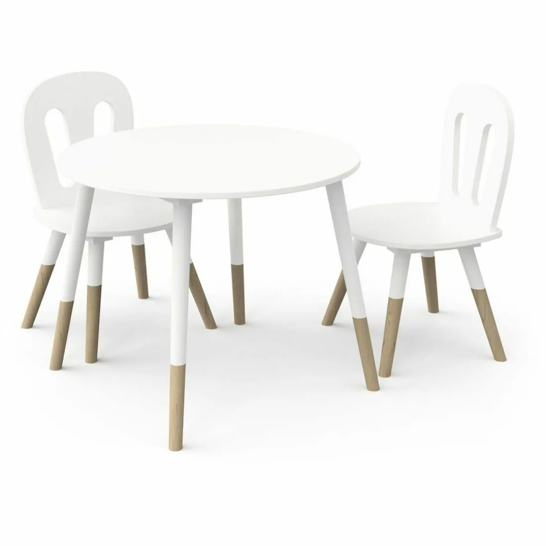 Set 1 Table et 2 chaises FIRMIANA blanc et pin naturel