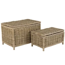 Set de 2 coffres de rangement rectangulaires en kubu naturel KALLY