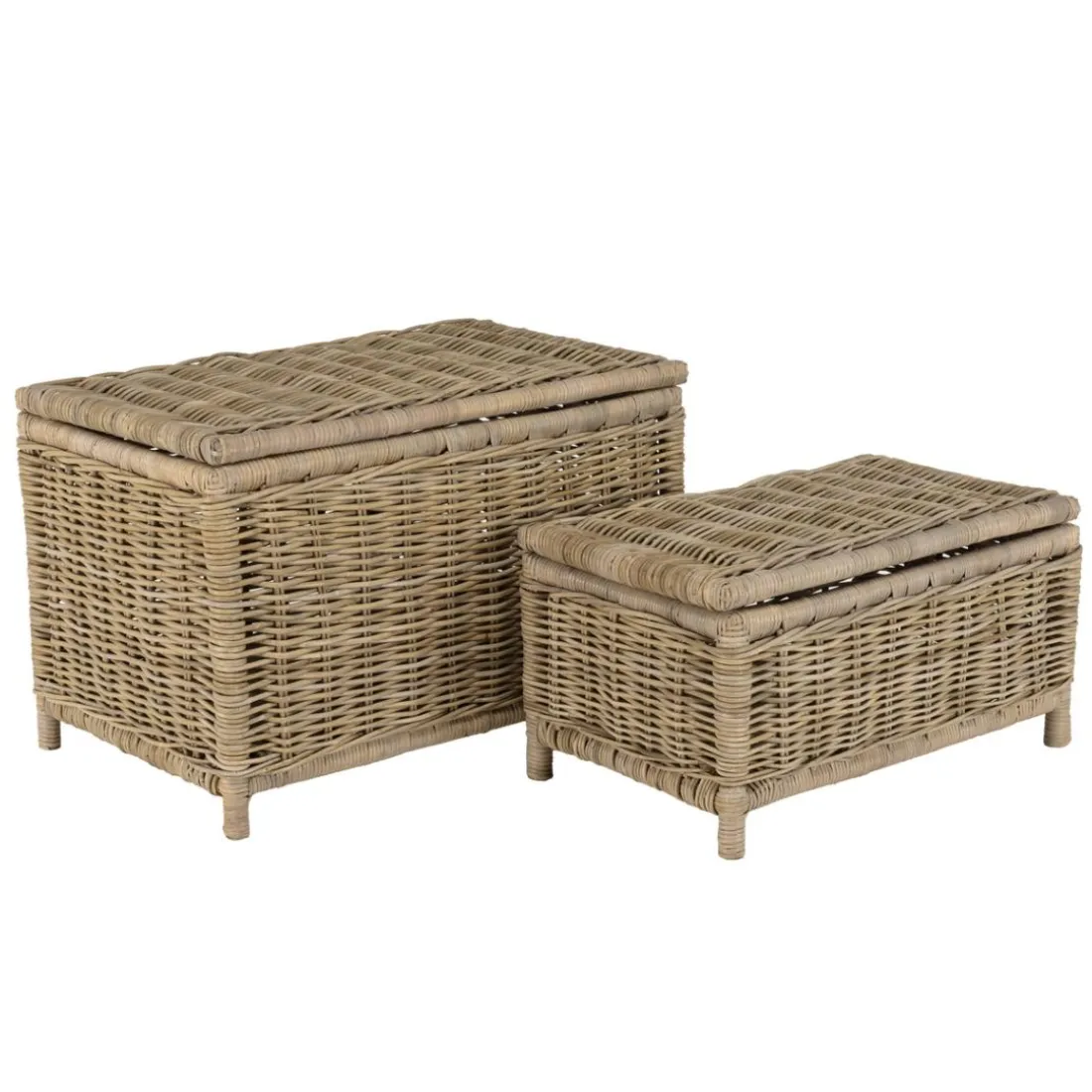 Set de 2 coffres de rangement rectangulaires en kubu naturel KALLY