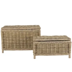 Set de 2 coffres de rangement rectangulaires en kubu naturel KALLY