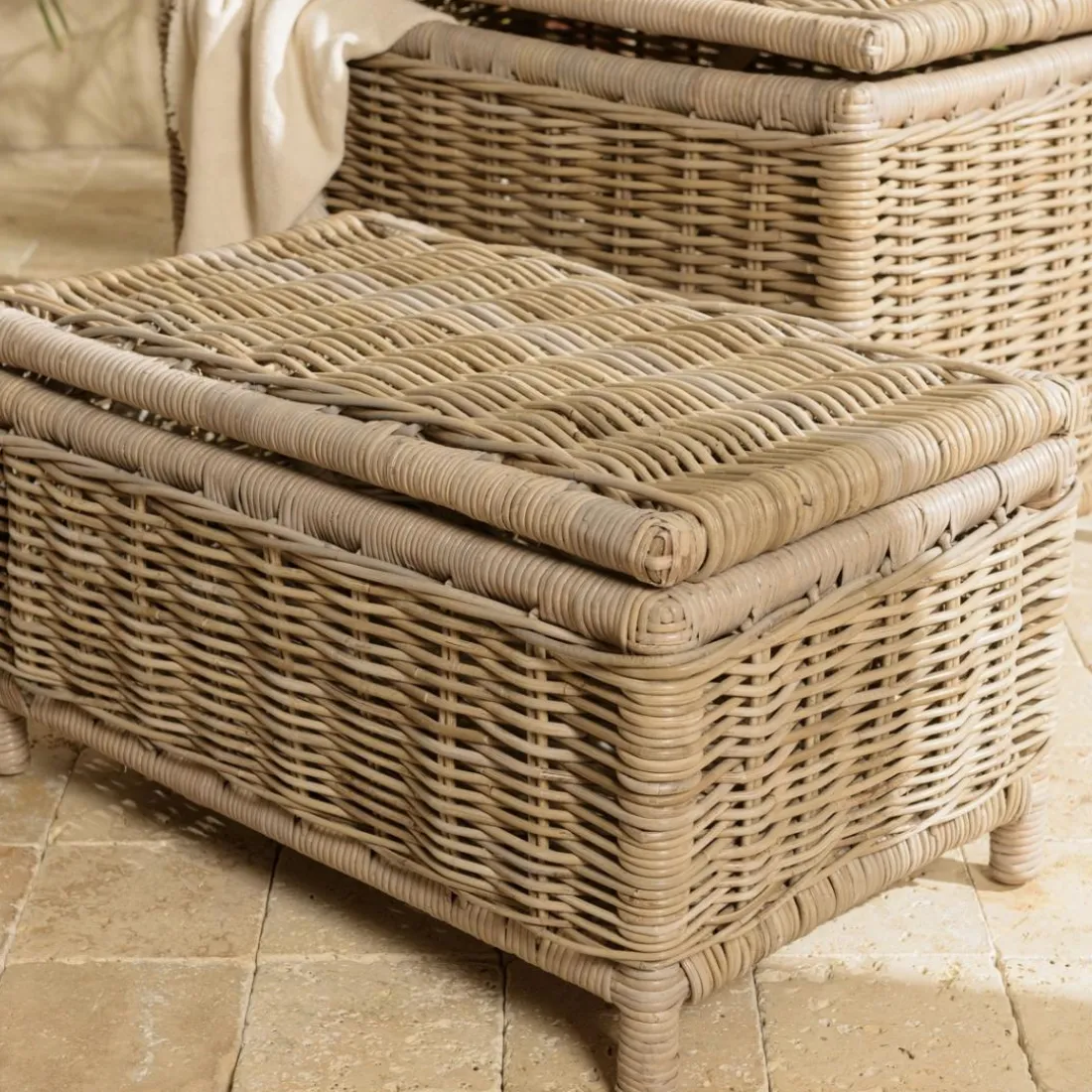 Set de 2 coffres de rangement rectangulaires en kubu naturel KALLY