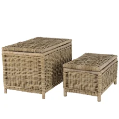 Set de 2 coffres de rangement rectangulaires en kubu naturel KALLY