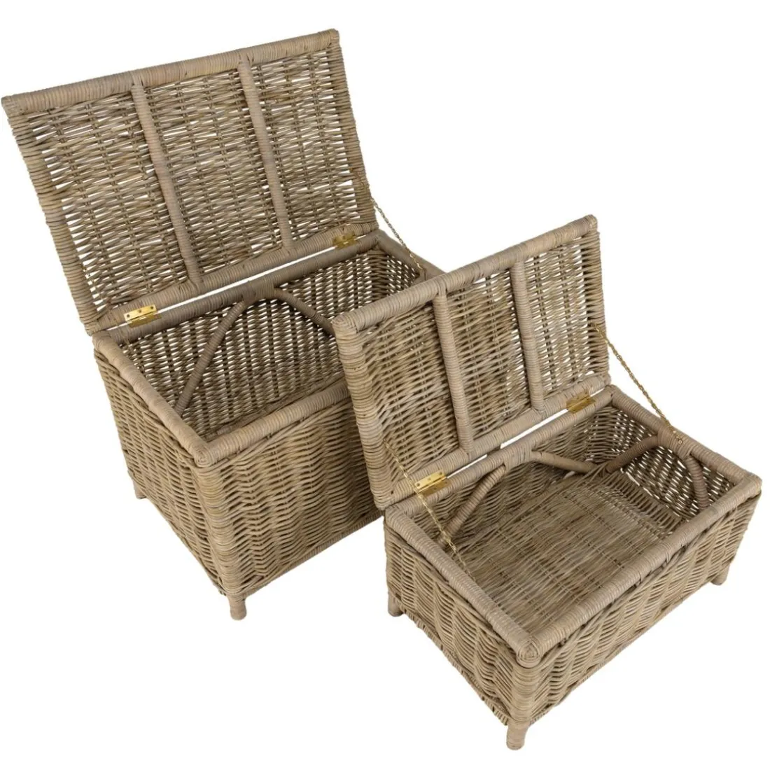 Set de 2 coffres de rangement rectangulaires en kubu naturel KALLY
