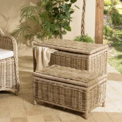 Set de 2 coffres de rangement rectangulaires en kubu naturel KALLY