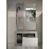 Set de Meuble d'entrée Ancona coloris effet béton avec tiroir Laqué Blanc L91 cm