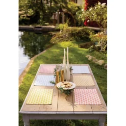 Set de table enduit Fatou recyclé Corail 33 x 48