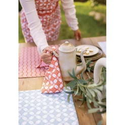 Set de table enduit Fatou recyclé Corail 33 x 48
