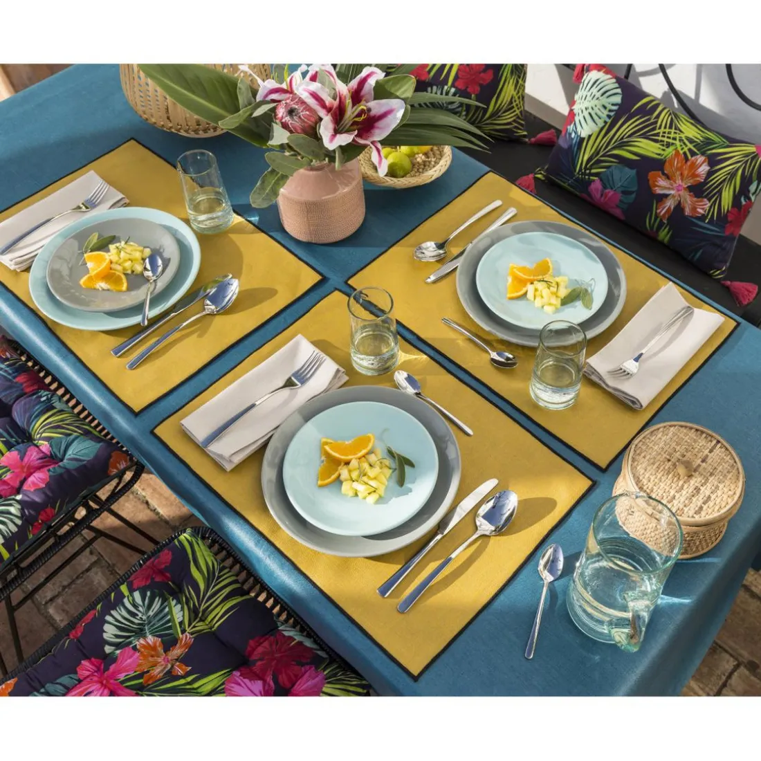 Sets de table BORGO jaune en lin
