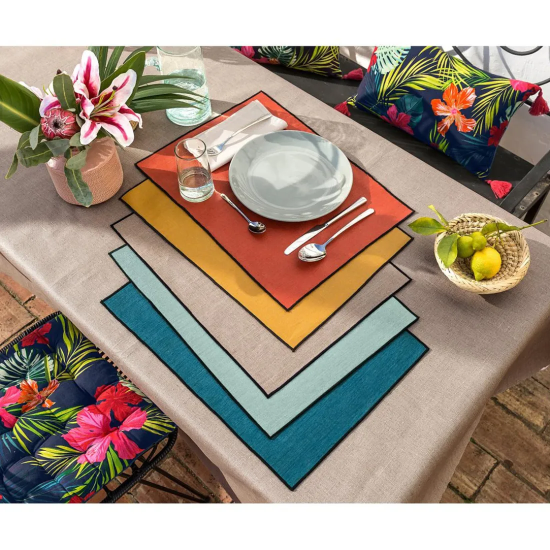 Sets de table BORGO jaune en lin
