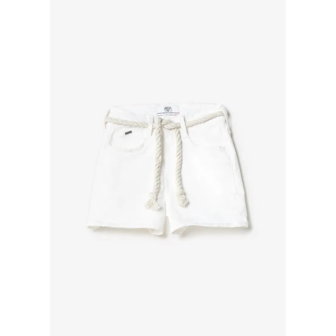 Short fille Tiko taille haute blanc en coton