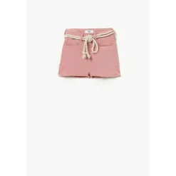 Short fille TIKO taille haute en coton rose