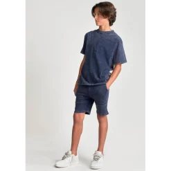 Short garçon POPBO bleu en coton