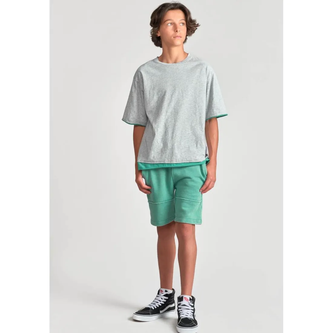 Short garçon POPBO vert en coton