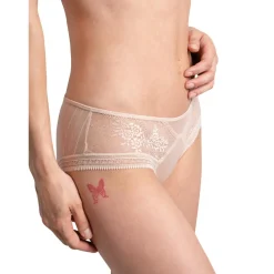 Shorty en tulle et dentelle florale - Rose