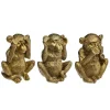 Singes Sagesse Résine Doré H. 17 cm