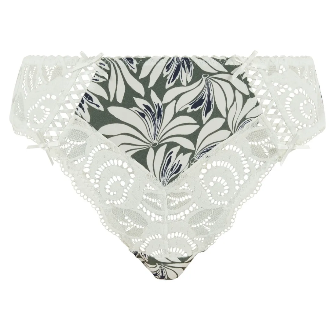 Slip Amélie Print Imprimé Floral Vert Thym