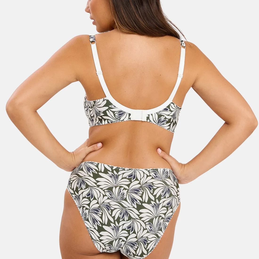 Slip Amélie Print Imprimé Floral Vert Thym