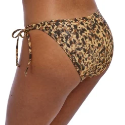 Slip Bikini à nouettes denim marron