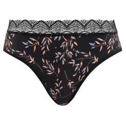 Slip Coline Imprimé Feuilles Foncées noir