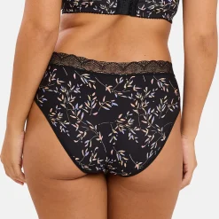 Slip Coline Imprimé Feuilles Foncées noir