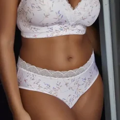 Slip Coline Imprimé Feuilles Claires blanc