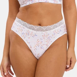 Slip Coline Imprimé Feuilles Claires blanc