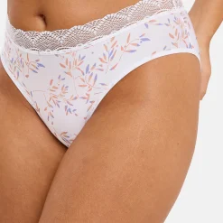 Slip Coline Imprimé Feuilles Claires blanc