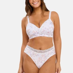 Slip Coline Imprimé Feuilles Claires blanc