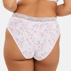 Slip Coline Imprimé Feuilles Claires blanc