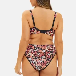 Slip en coton biologique imprimé floral - noir