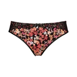 Slip en coton biologique imprimé floral - noir